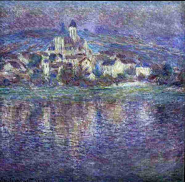 V&eacute;theuil soleil couchant  par Claude Monet