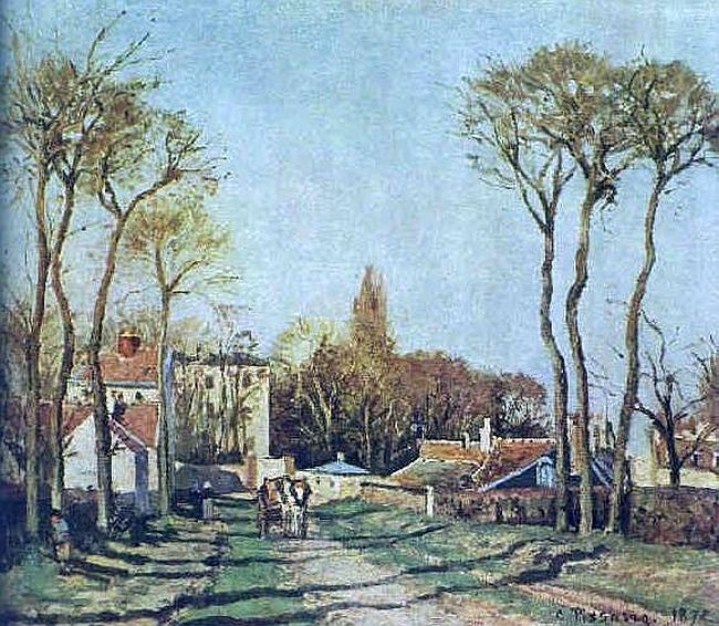 Entr&eacute;e du village  de Voisins par Camille Pissaro