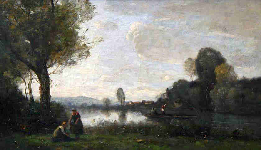 La Seine pr&egrave;s de Chatou  par Jean-Baptiste Camille Corot