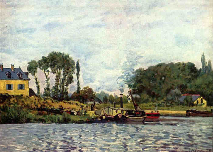 Bateaux &agrave; l'&eacute;cluse de Bougival par Alfred Sisley