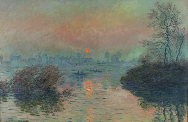 Lavacourt, soleil  couchant, effet d'hiver  par Claude Monet