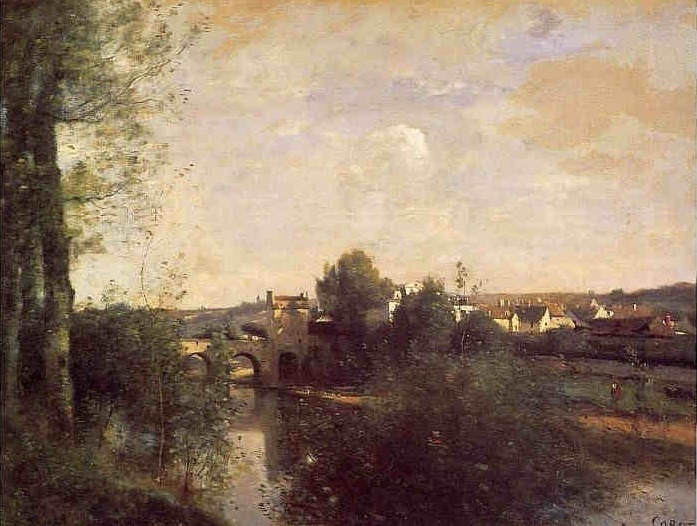 Le vieux pont de Limay par Jean Baptiste  Corot