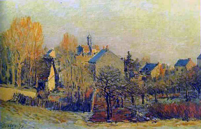 Louveciennes sous le  givre par Alfred Sisley