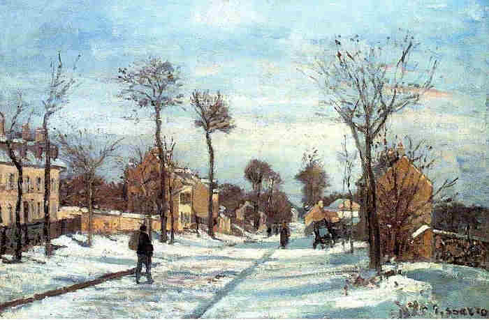 Louveciennes, rue en hiver  par Camille Pissaro