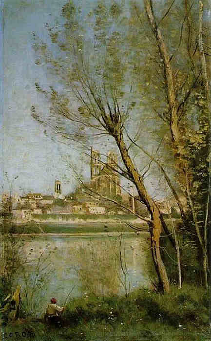 Mantes et la coll&eacute;giale par jean-Baptiste Corot