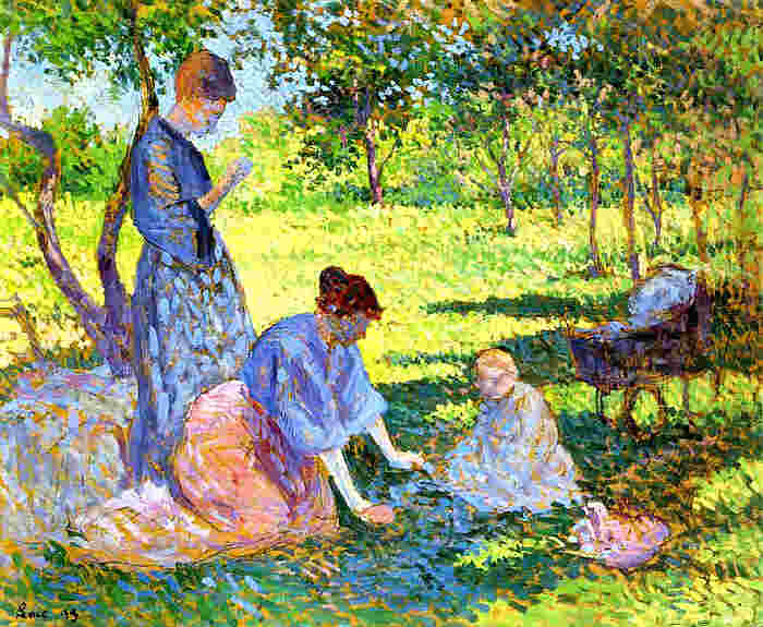 femmes dans un jardin &agrave; Poissy par Maximilien Luce