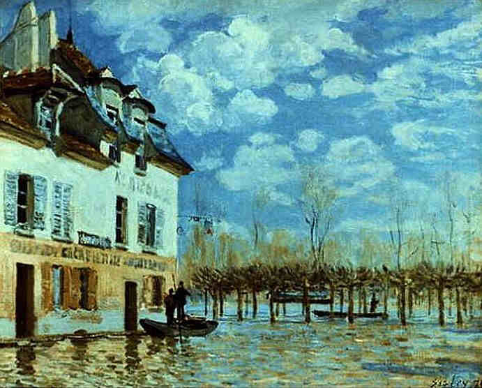 La Seine bloqu&eacute;e &agrave; Port Marly par Alfred  Sisley
