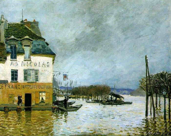 Inondation des bords de Seine &agrave;  Port Marly par Alfred Sisley