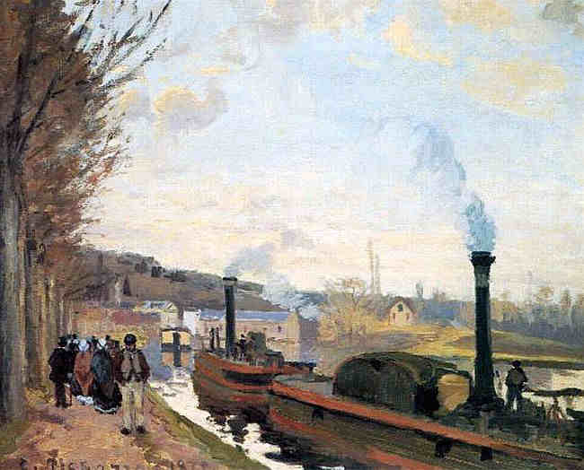 Port Marly, regards vers Bougival par Camille Pissaro