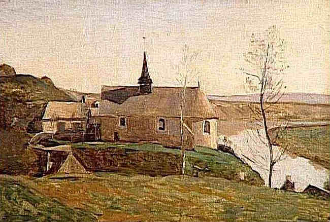 L'&eacute;glise &agrave;  Rolleboise par Maximilien Luce