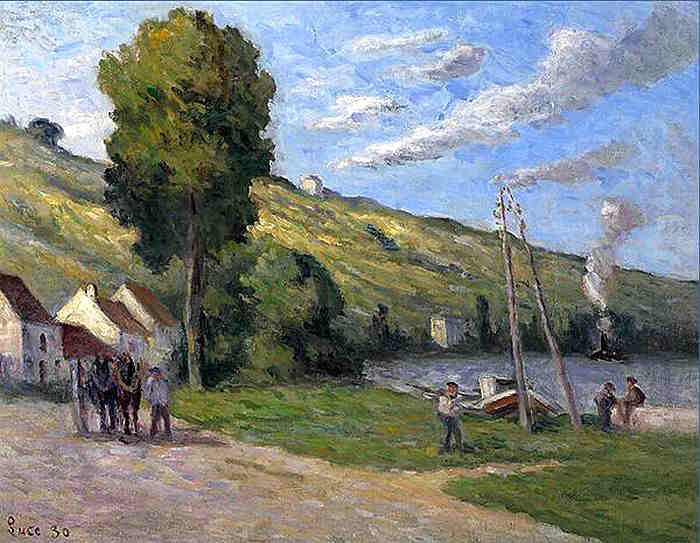  Entr&eacute;s du village de Rolleboise par Maximilien Luce